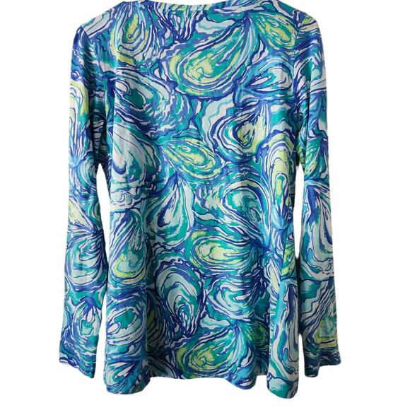 Lilly Pulitzer Pima Cotton XS Blouse Blue Waves - Picture 2 of 5